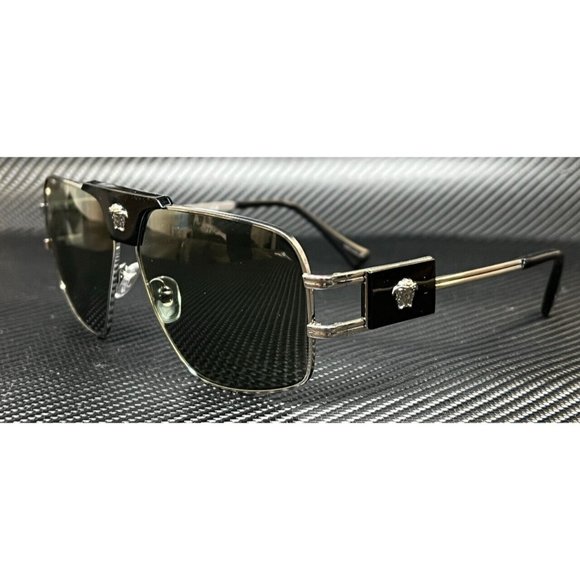 Versace Gunmetal Green Men's 63mm Sunglasses - Picture 1 of 5